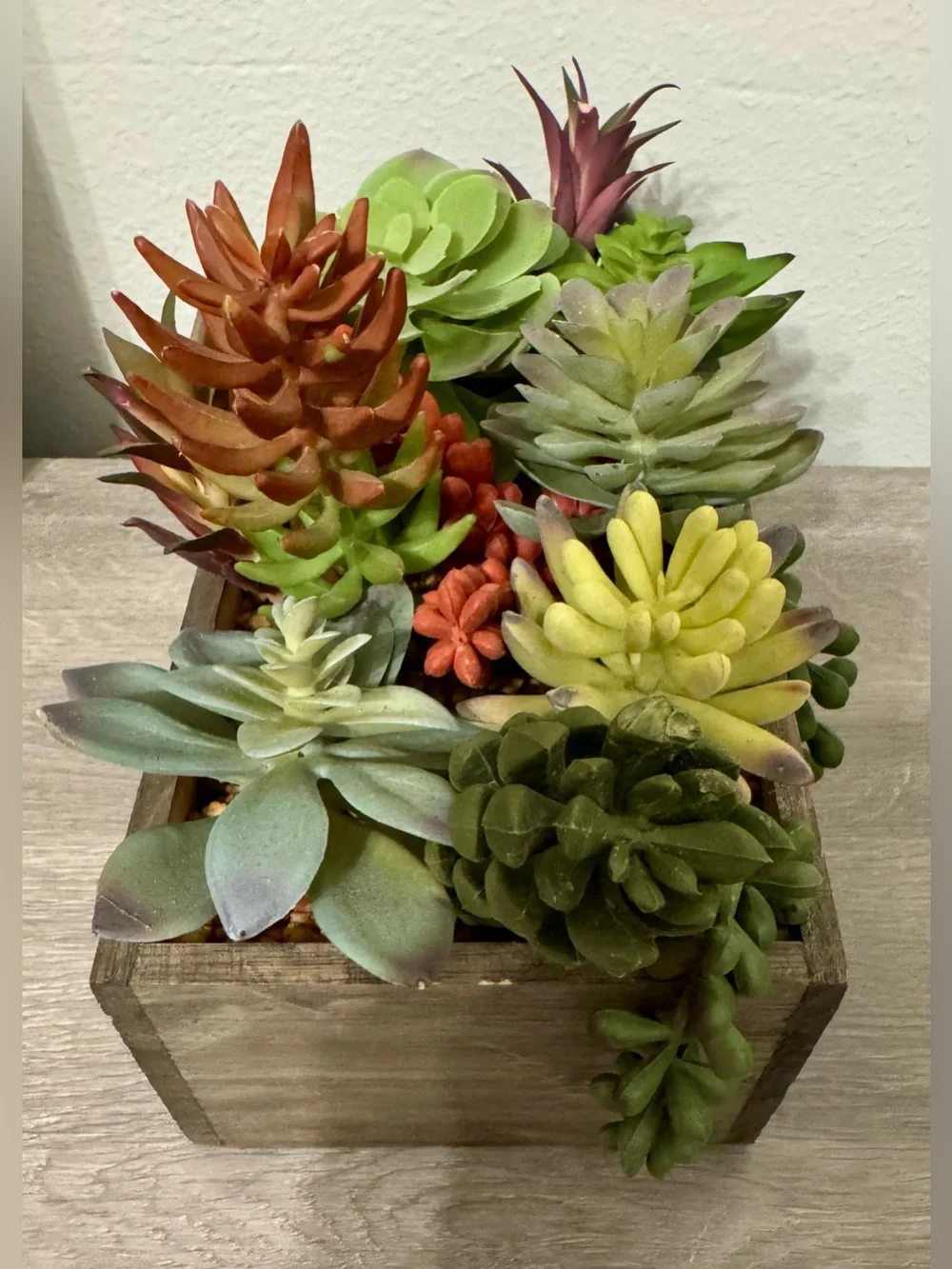 Better Homes & Gardens Faux Succulent Arrangement in a Wooden Box (9.75 x 6.5 in